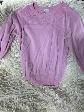 Blair Light Pink Eyelet Knit Top